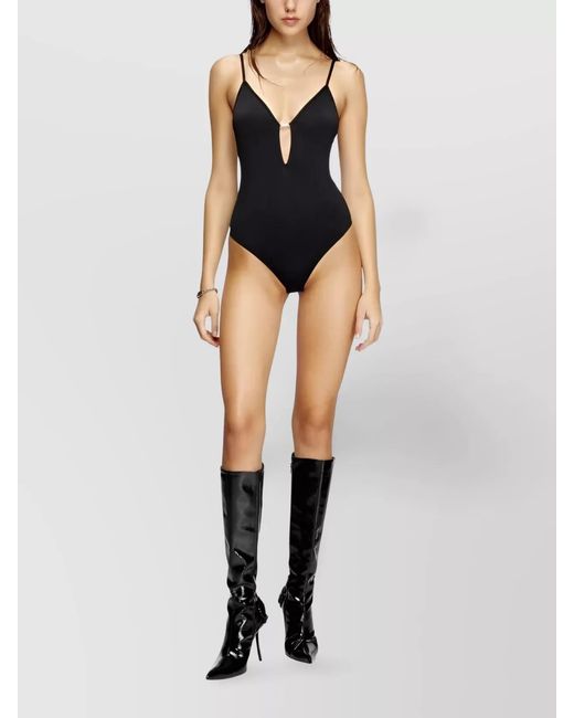 DIESEL Black V-Neck Cutout Bodysuit