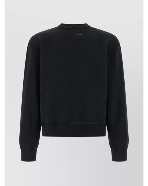 MM6 by Maison Margiela Black Cotton Logo-Patch Sweatshirt