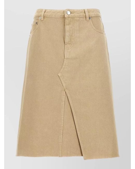 Tory Burch Natural Midi Skirt Belt Loops Back Pockets