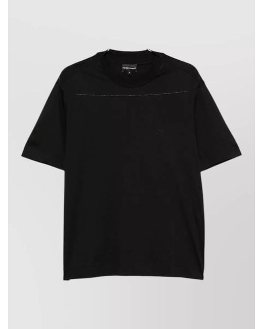 Emporio Armani Black Cotton Logo T Shirt Short Sleeves for men