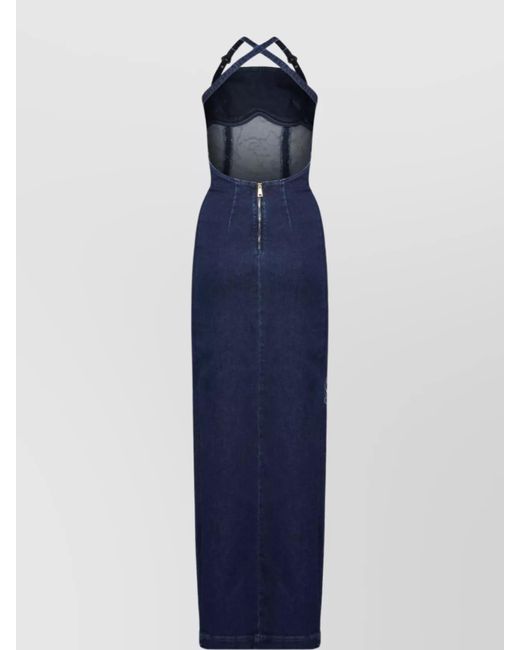 Versace Jeans Couture Blue Denim Maxi Dress