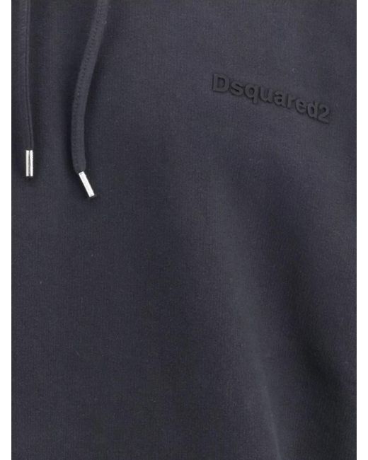 DSquared² Blue Hoodie With Adjustable Drawstring Hood for men