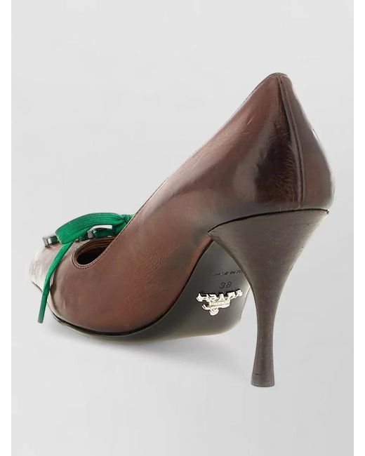 Prada Green Leather Lace-Up Pumps
