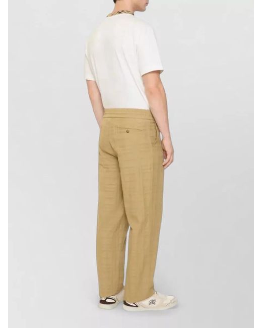 Burberry Natural Cotton Textured Checked Straight-Leg Trousers for men