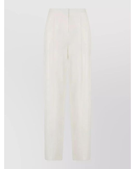 Elisabetta Franchi White High Waist Straight Leg Tailored Trousers