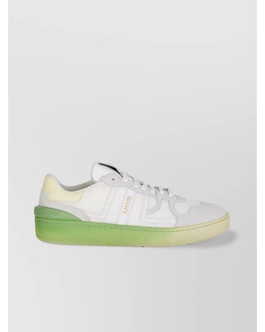 Lanvin Green Mesh And Suede Low-Top Sneakers