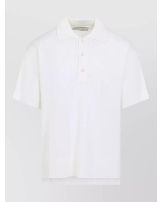 AMI White Silk Blend Short Sleeve Polo Shirt for men