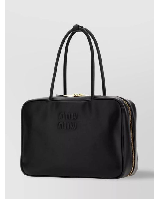 Miu Miu Black Beau Large Leather Shoulder Bag