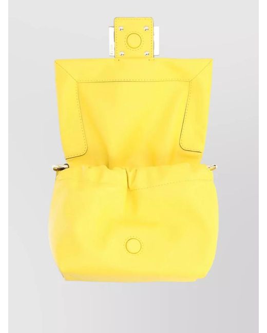 Fendi Yellow Mamma Baguette Small Leather Shoulder Bag