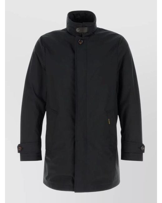 Moorer Blue Polyester Blend Duca Jacket High Collar for men