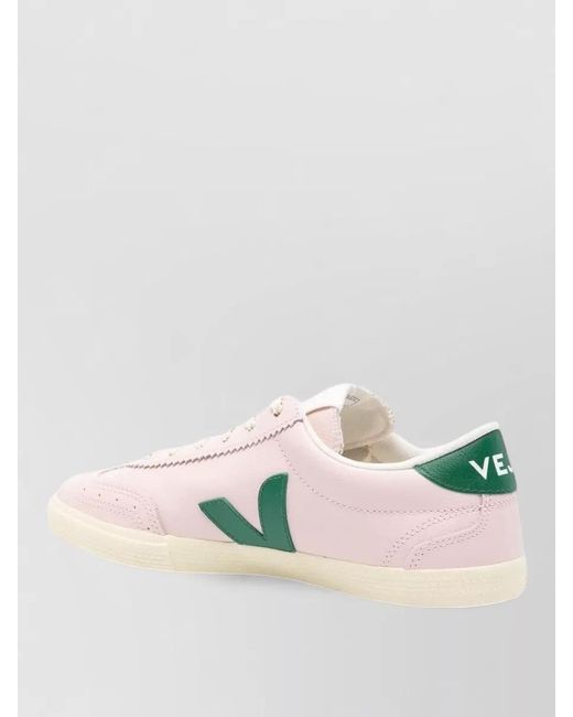 Veja Pink Leather Low-Top Sneakers