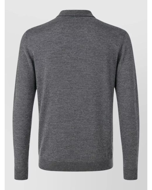 Drumohr Gray Merino Wool Polo Sweater for men
