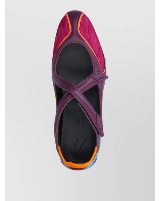The Attico Purple Mesh Cutout Ballet Flats