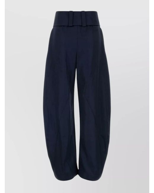 J.W. Anderson Blue Wide-Leg Satin Pant Belted Waist