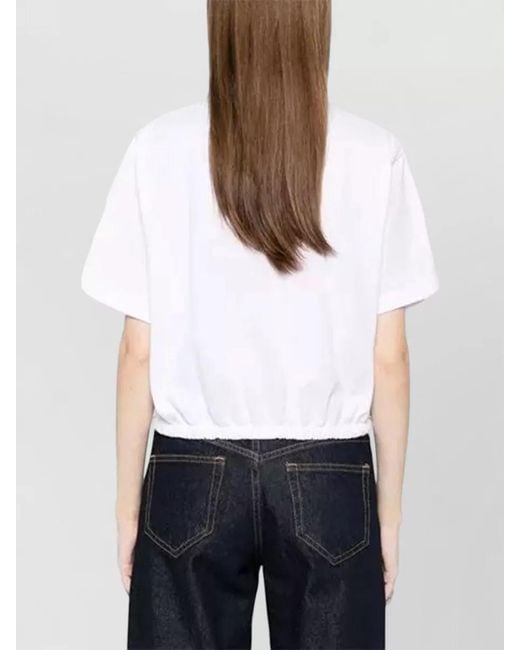 Moncler White Cropped Cotton Piqué Polo Shirt