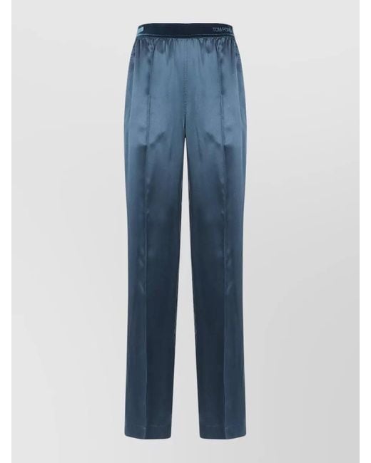 Tom Ford Blue Peach Touch Silk Satin Lounge Trousers