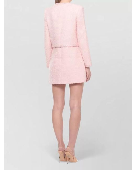 Self-Portrait Pink Cropped Lurex Jacket Bow Detail
