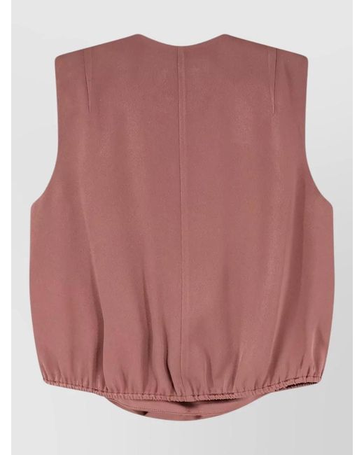 Alysi Pink Satin Top Draped Front Elasticated Hem Neckline