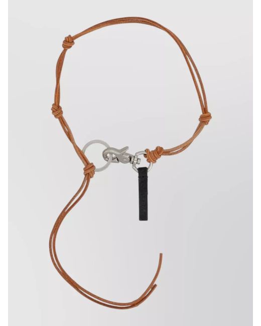 Our Legacy White Leather Cord Necklace Adjustable Pendant Detail for men