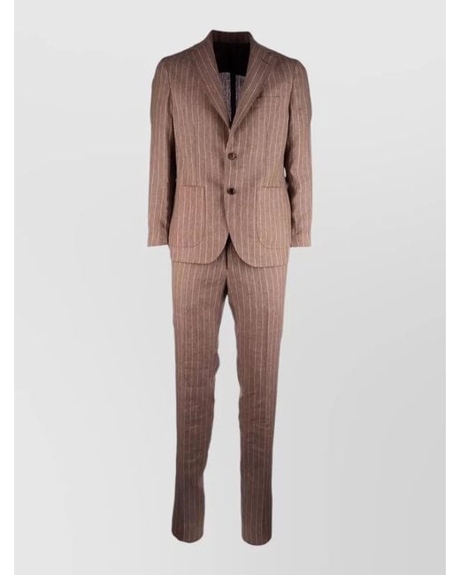 Colamarino Multicolor Pinstripe Suit Notch Lapel Button Detail for men