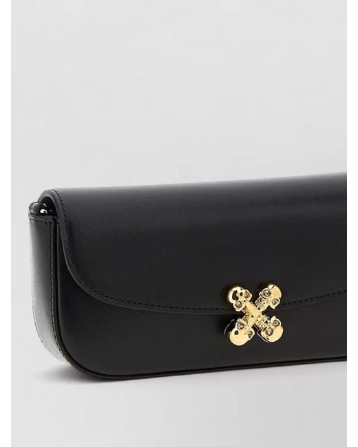 McQueen Black Skull Flower Small Chain Crossbody Bag