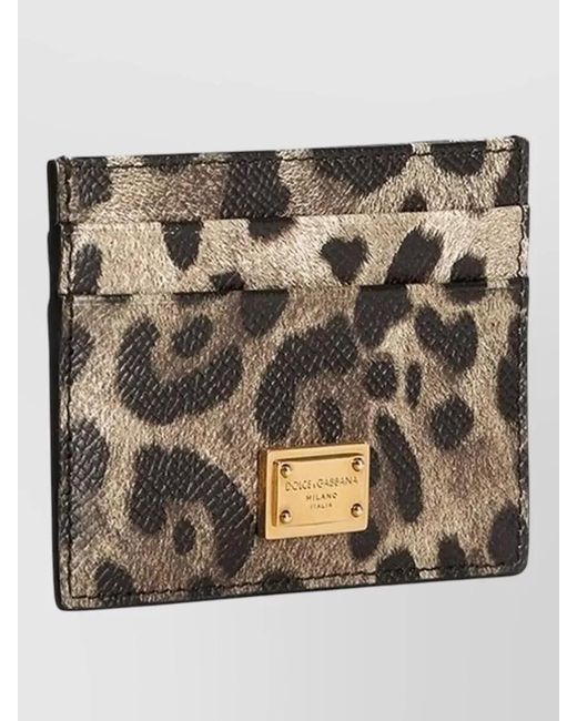 Dolce & Gabbana Metallic Leopard Print Leather Cardholder
