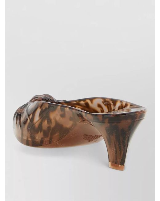 Chloé Brown Jelly Mules Animal Print Block Heel Knot