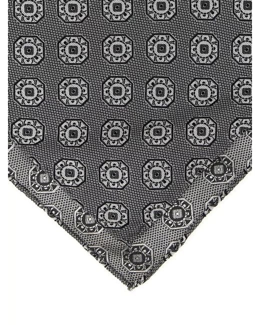 Brunello Cucinelli Gray Silk Scarf Square Medallion Pattern for men