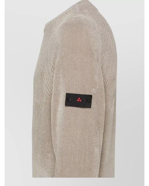 Peuterey Natural Knit Sweater Raglan Sleeves Ribbed Cuffs Hem for men