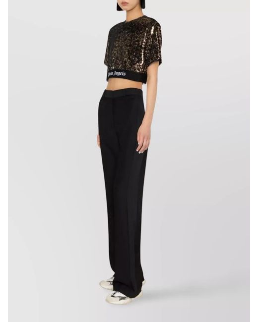 Palm Angels Black Sequin Long-Sleeve Top