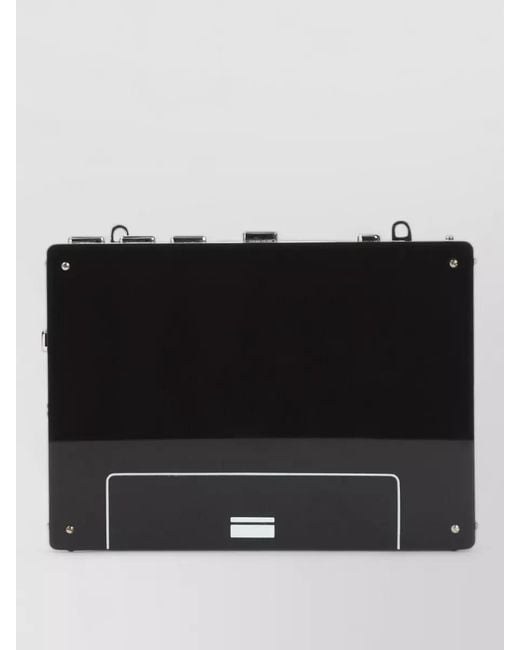 Moschino Black Retro Walkman Style Chain Handle Clutch