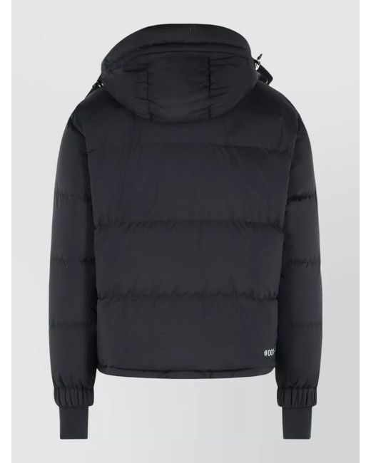 Moncler Black Hooded Jacket Quilted Design Adjustable Hem for men
