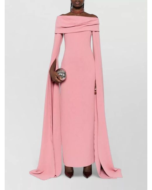 Solace London Pink Off-The-Shoulder Maxi Dress