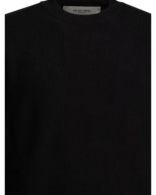 Golden Goose Deluxe Brand Black Ribbed Cotton Crewneck Sweater for men