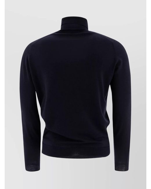 John Smedley Blue Merino Wool Turtleneck Jumper for men