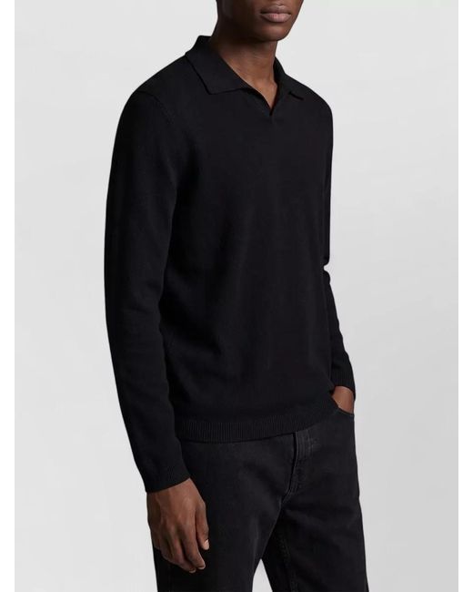 The Row Blue Cashmere Ribbed Long-Sleeve Polo Shirt for men