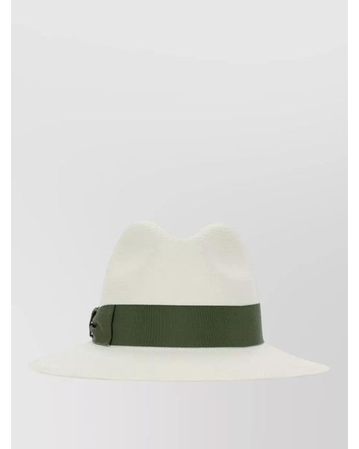 Borsalino Green Giulietta Panama Hat Grosgrain Ribbon Crown