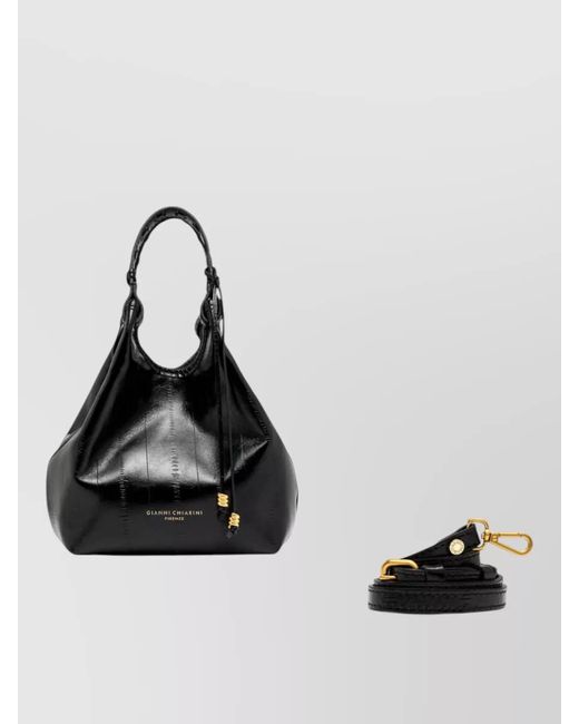 Gianni Chiarini Black Dua Textured Tote Bag Top Handles