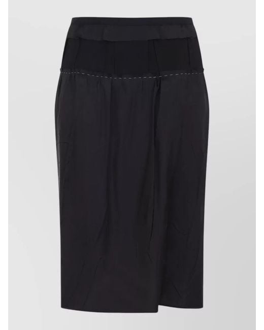 Maison Margiela Black Acetate High-Rise Semi-Sheer Panel Midi Pencil Skirt