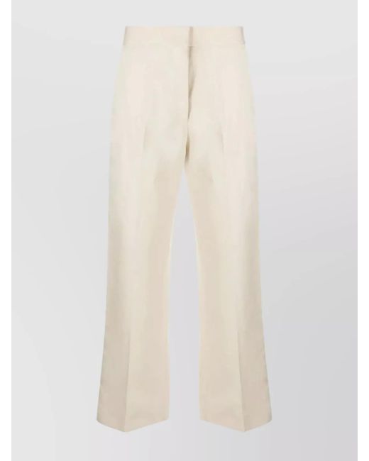MSGM Natural Pleated Trousers With Back Pocket And Belt Loops