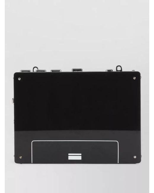 Moschino Black Retro Walkman Style Chain Handle Clutch