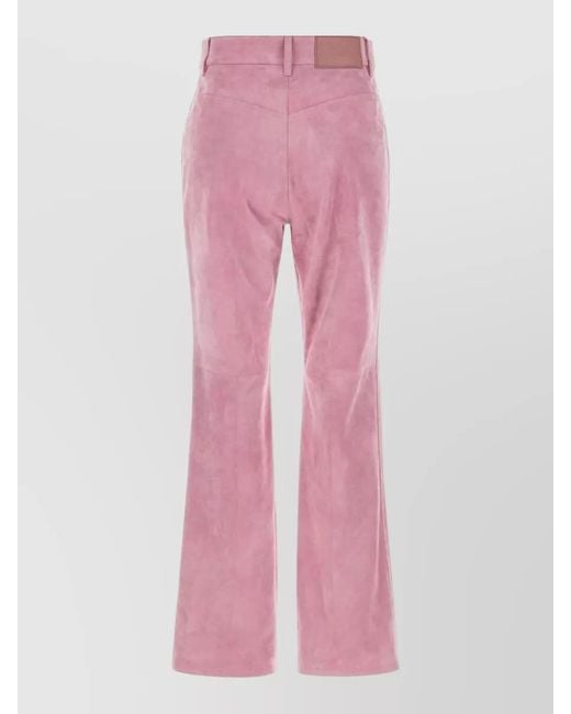 Chloé Pink Suede Flared High Waist Tailored Pants