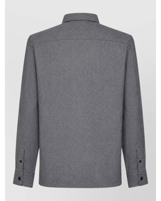 Brunello Cucinelli Gray Silk Blend Collared Jacket Long Sleeves for men