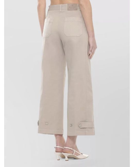 Panicale White Wide Leg Pants Ankle Button Detail