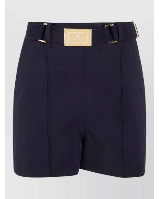Elisabetta Franchi Blue Belted Tailored Shorts