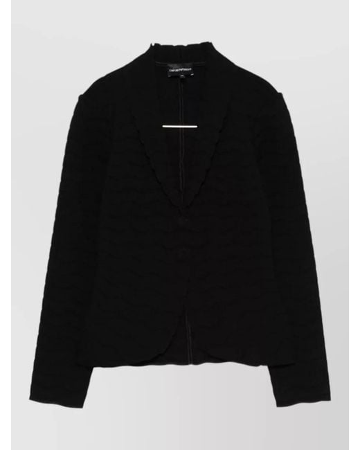 Emporio Armani Black Tailored Single Breasted Textured Blazer Jacket