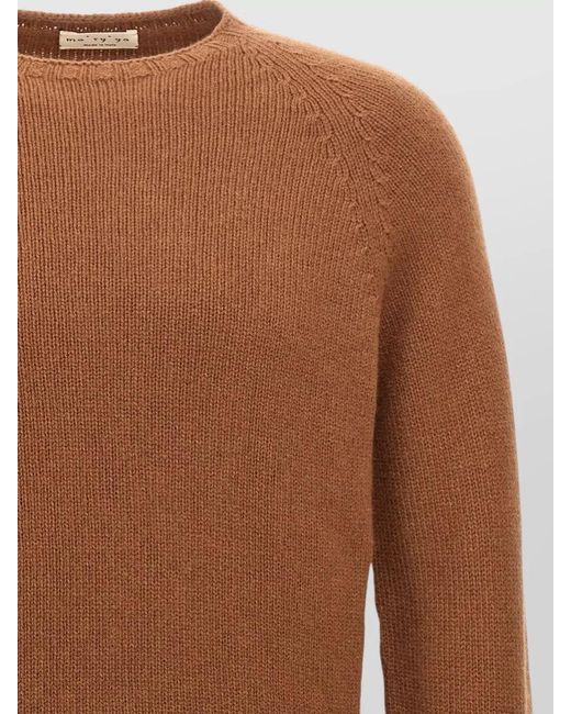Ma'ry'ya Brown Knit Top Raglan Sleeves Ribbed Cuffs Hem for men