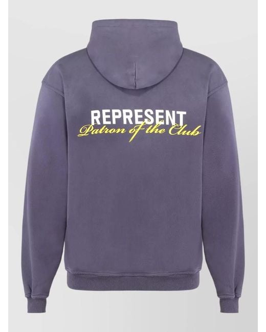 Represent Blue Cotton Oversized Logo Print Hoodie for men