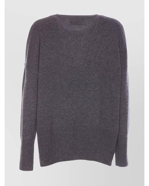 Lisa Yang Gray Crewneck Knitwear With Ribbed Cuffs And Hem
