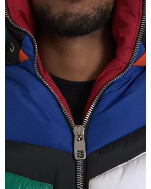 Dolce & Gabbana Blue Quilted Hooded Puffer Jacket for men